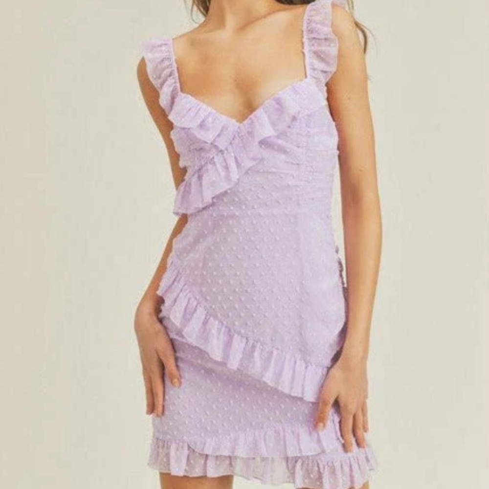 Swiss Dot Ruffle Mini Dress (Semi / Homecoming / Brunch)